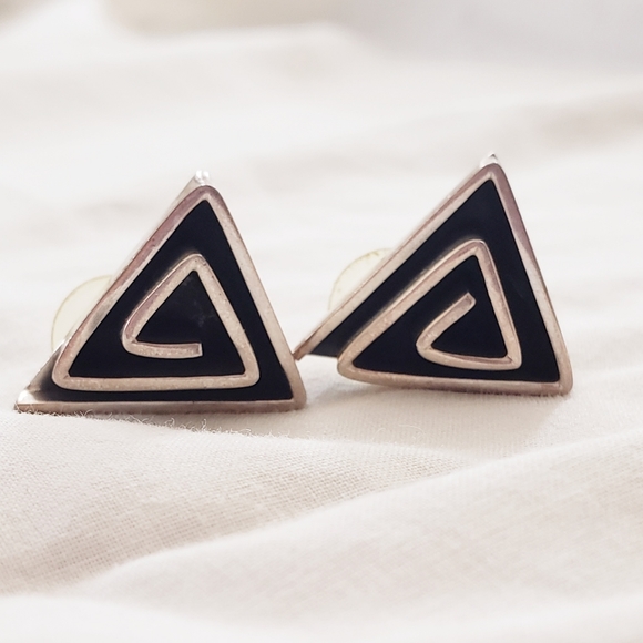 Sterling Silver Earrings 925 1" - Picture 3 of 8